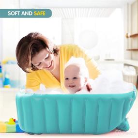 img 1 attached to 👶 Portable Green Inflatable Baby Bathtub with Air Pump – Ideal for Newborns and Travel