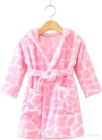 img 4 attached to 👶 Cozy and Cute: Toddlers/Kids Soft Fleece Hooded Robe - The Perfect Bathrobe and Pajamas for Children and Babies