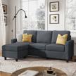 honbay dark grey convertible sectional sofa couch, l-shaped reversible chaise for small spaces. logo