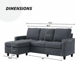 img 2 attached to HONBAY Dark Grey Convertible Sectional Sofa Couch, L-Shaped Reversible Chaise For Small Spaces.