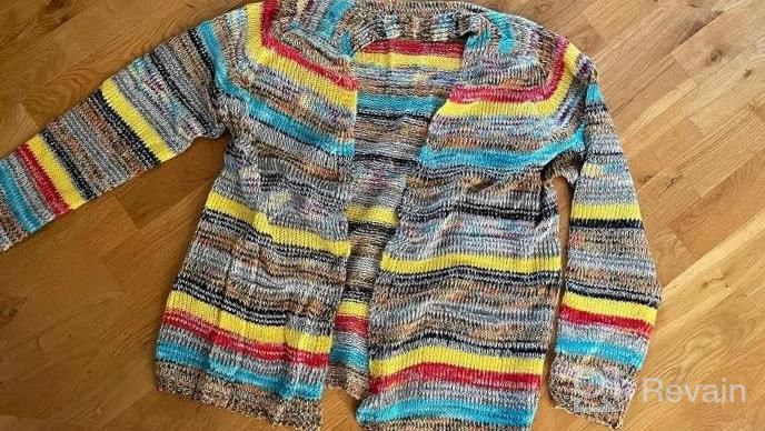 img 1 attached to Women'S Rainbow Striped Cardigan Sweater Long Sleeve Knitted Open Front Jacket Jumpers review by Instructor Niederhaus