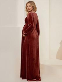 img 3 attached to Ever-Pretty Women'S Deep V-Neck Long Sleeve Side Slit Velvet Floor-Length Maternity Dresses 20892