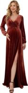 ever-pretty women's deep v-neck long sleeve side slit velvet floor-length maternity dresses 20892 logo