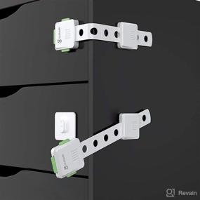 img 4 attached to 🔒 Secure Your Home with Adjustable Strap Cabinet Locks - No Drill Needed! Baby Proofing for Refrigerators, Toilets, Doors - 2/8 Count, Green/Grey