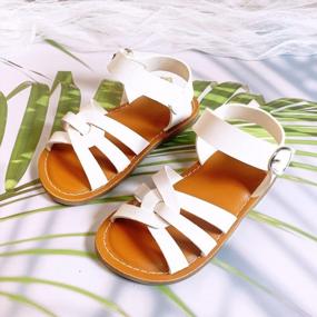 img 3 attached to Stylish And Comfy Summer Sandals For Toddler/Little Girls - Flaryzone'S Open Toe Hook&Loop Closure Flats