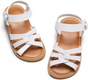 img 4 attached to Stylish And Comfy Summer Sandals For Toddler/Little Girls - Flaryzone'S Open Toe Hook&Loop Closure Flats