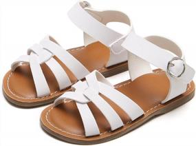 img 2 attached to Stylish And Comfy Summer Sandals For Toddler/Little Girls - Flaryzone'S Open Toe Hook&Loop Closure Flats