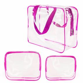img 4 attached to Crystal Clear Cosmetic Bag Set With Zipper, Handle Straps, And Waterproof Features For Stylish And Convenient Packing And Organizing While Traveling By ROYBENS