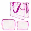 crystal clear cosmetic bag set with zipper, handle straps, and waterproof features for stylish and convenient packing and organizing while traveling by roybens logo