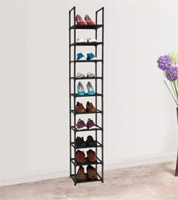 img 2 attached to 👠 FIDUCIAL HOME 10-Tier Shoe Rack - Vertical Space Saving Shoe Shelf Storage Organizer for Single Pairs, featuring Sturdy Construction