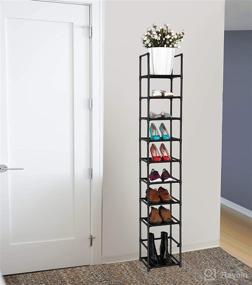 img 1 attached to 👠 FIDUCIAL HOME 10-Tier Shoe Rack - Vertical Space Saving Shoe Shelf Storage Organizer for Single Pairs, featuring Sturdy Construction