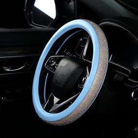img 3 attached to Sparkling Car Steering Wheel Cover with White Crystal Rhinestones – KIWEN Bling Diamond, Universal Fit 15 Inch