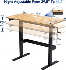 img 1 attached to FLEXIMOUNTS Height Adjustable Work Table With Crank Handle Rubberwood Work Bench For Garage Shop Home Workbench Lift Range From 29.5 To 44.1 Inch