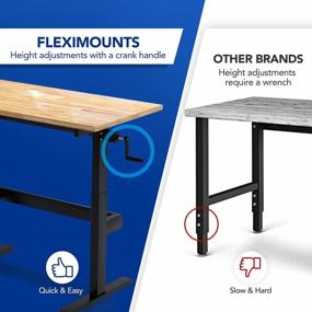 img 3 attached to FLEXIMOUNTS Height Adjustable Work Table With Crank Handle Rubberwood Work Bench For Garage Shop Home Workbench Lift Range From 29.5 To 44.1 Inch