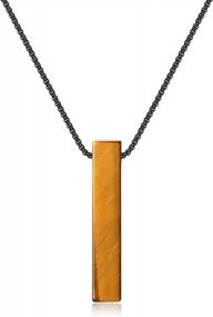 img 4 attached to Minimalistic Stone Bar Pendant Necklace For Women And Men By COAI