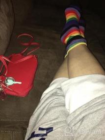 img 6 attached to Womens Rainbow Socks Striped Knee High Socks Arm Warmer Fingerless Gloves Set