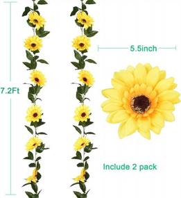 img 2 attached to 2-Pack Artificial Sunflower Garland Vine with Silk Sunflowers and Green Leaves - Ideal for Wedding Table Décor