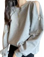 stay chic and comfy with xxxiticat's cold shoulder zipper sweatshirt for women logo