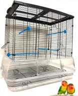 24" acrylic clear no mess bird flight cage for pudgies parakeets aviary cockatiels canary finch sun conure (black, cage only) logo