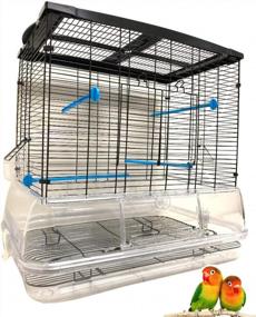 img 4 attached to 24" Acrylic Clear No Mess Bird Flight Cage For Pudgies Parakeets Aviary Cockatiels Canary Finch Sun Conure (Black, Cage Only)