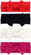 👧 b abygiz baby girl headbands - handmade cotton hairbands with bows for infants and toddlers - child hair accessories (red, black, white, fuchsia pink, set of 4) логотип