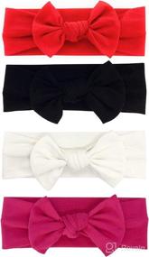 img 4 attached to 👧 B abygiz Baby Girl Headbands - Handmade Cotton Hairbands with Bows for Infants and Toddlers - Child Hair Accessories (Red, Black, White, Fuchsia Pink, Set of 4)