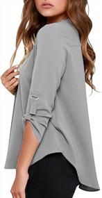 img 3 attached to Stylish And Chic Women'S V-Neck Work Blouse With Cuffed Sleeves By Roswear