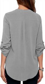 img 2 attached to Stylish And Chic Women'S V-Neck Work Blouse With Cuffed Sleeves By Roswear