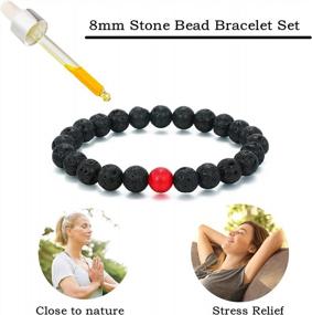 img 2 attached to Couples Bracelet Set: MengPa Lava Rock Beaded Bracelets For Men And Women, Stylish Stone Jewelry