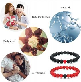 img 3 attached to Couples Bracelet Set: MengPa Lava Rock Beaded Bracelets For Men And Women, Stylish Stone Jewelry