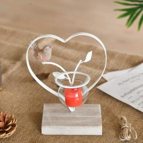 img 2 attached to Vintage Heart Shaped Resin Bird Candle Holder - Marbrasse Home Decor Centerpiece