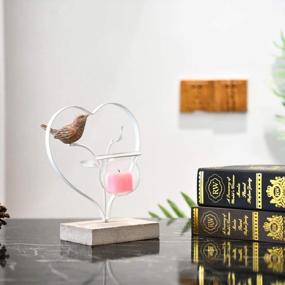 img 1 attached to Vintage Heart Shaped Resin Bird Candle Holder - Marbrasse Home Decor Centerpiece