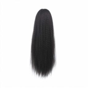 img 3 attached to 20Inch Afro Kinky Curly Black Ponytail Hair Extension Drawstring Pony Tail For Black Women - Docute Yaki Kinky Straight Hair Drawstring Ponytails