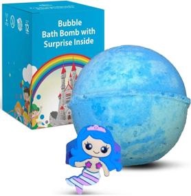 img 4 attached to Kids' Bubble Mermaid Bath Bomb With Finger Mermaid Ring Toy Surprise - Safe And Natural Coconut & Olive Oil Formula, Moisturizing And Sweet Island Nectar Fragrance