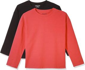 img 1 attached to 👚 Stylish and Comfy: UNACOO Sleeves Classic Loose Fitting Crewneck Girls' Tops, Tees & Blouses