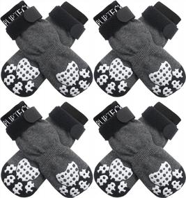 img 4 attached to PUPTECK Non-Slip Dog Socks - 4 Pairs Double Sided Anti-Slip Pet Paw Protector With Detachable Strap For Small Medium Large Doggies Indoor Traction Control