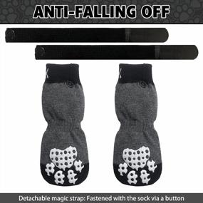img 1 attached to PUPTECK Non-Slip Dog Socks - 4 Pairs Double Sided Anti-Slip Pet Paw Protector With Detachable Strap For Small Medium Large Doggies Indoor Traction Control