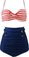 cocoship waisted buttons vintage swimwear women's clothing : swimsuits & cover ups logo
