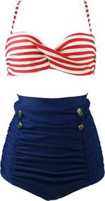 img 4 attached to COCOSHIP Waisted Buttons Vintage Swimwear Women's Clothing : Swimsuits & Cover Ups