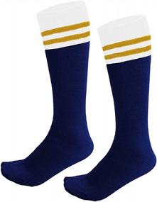 img 4 attached to Детские футбольные носки (1 пара) для мальчиков и девочек 5-10 лет - школьные командные танцевальные спортивные высокие носки.