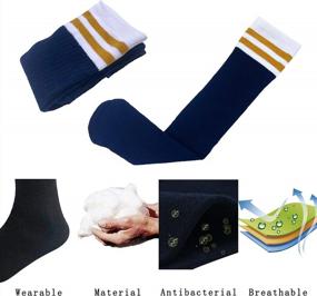 img 2 attached to Детские футбольные носки (1 пара) для мальчиков и девочек 5-10 лет - школьные командные танцевальные спортивные высокие носки.