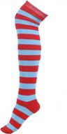 women's extra long striped socks: hde over knee high opaque stockings логотип