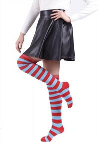 img 2 attached to Women'S Extra Long Striped Socks: HDE Over Knee High Opaque Stockings