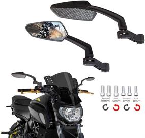 img 4 attached to 🔍 Universal Motorcycle Rear View Side Mirrors - DREAMIZER Black Grim Reaper Blade Sickle Scythe - Adapters 8mm 10mm - Carbon Fiber - for Street Bikes, Sport Bikes, Chopper Cruiser, Scooters