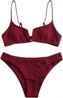 zaful v wired textured swimsuits for women's clothing at swimsuits & cover ups - swimwear logo