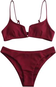 img 4 attached to ZAFUL V Wired Textured Swimsuits for Women's Clothing at Swimsuits & Cover Ups - Swimwear