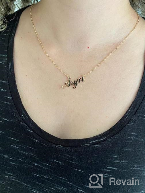 img 1 attached to 18K Gold Plated Custom Name Necklace for Women, Girls, Kids, and Teens 💎 - Personalized Plate Monogram Necklace with Personalized Name - M MOOHAM Gold Name Necklace review by Shah Nelson