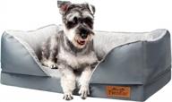 кровать для собак twoear с эффектом памяти, ортопедический диван-кровать для собак, успокаивающая кровать для собак, машинная стирка со съемным чехлом, твердая подушка, для маленьких средних домашних собак, кошек до 110 фунтов (средний (28,7 * 18 дюймов), черный) логотип