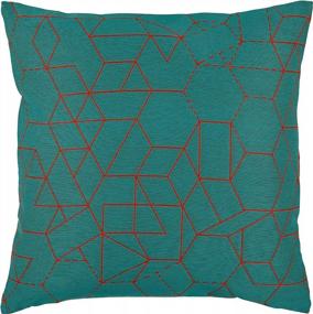 img 4 attached to Geometric Decorative Pillow Cover By Rivet In Teal - Modern Print Design, 20" X 20