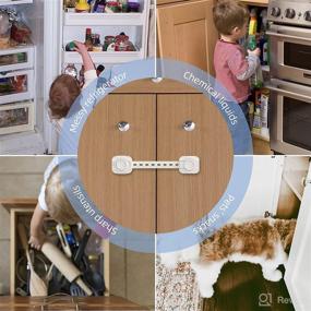 img 2 attached to 🔒 Demecs Child Safety Strap Locks (6 Pack) - Fridge, Cupboard, Drawer, Dishwasher, Toilet Locks with 3M Adhesive Tape - No Drilling Needed, Double Lock Protection (Pure White)